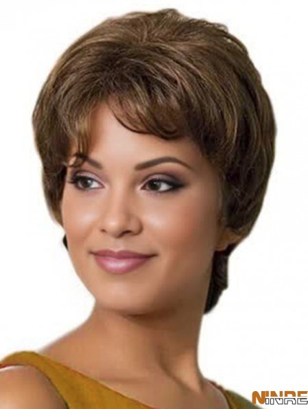 Perruques de cheveux humains afro-américaines ondulées courtes en dentelle pleine de Remy