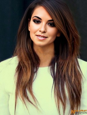 Full Lace Long Brown Layered Straight Black Woman Hair Girls