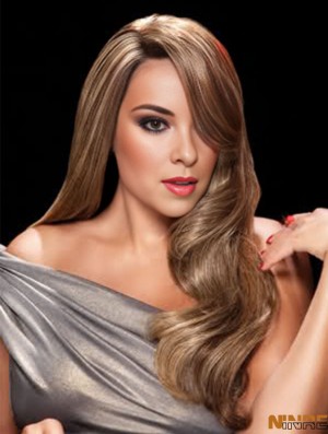 Sans Frange Wavy Blonde 24 pouces Flexibilité  Perruques