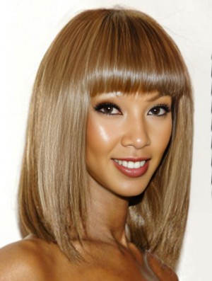 Longueur d'épaule Yaki Capless Blonde 12 pouces Remise Iman Perruques