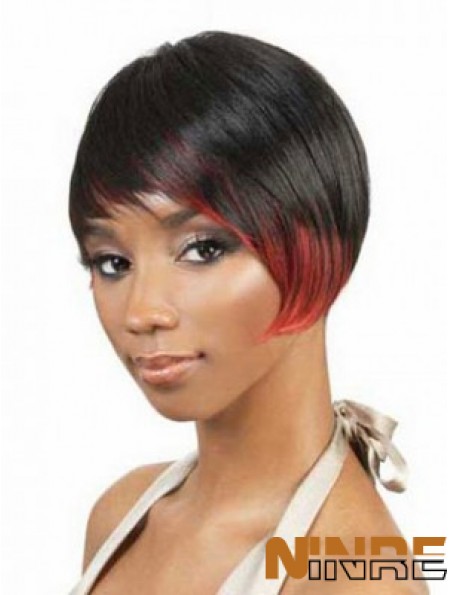 Perruques afro-américaines à la mode noires en couches droites courtes