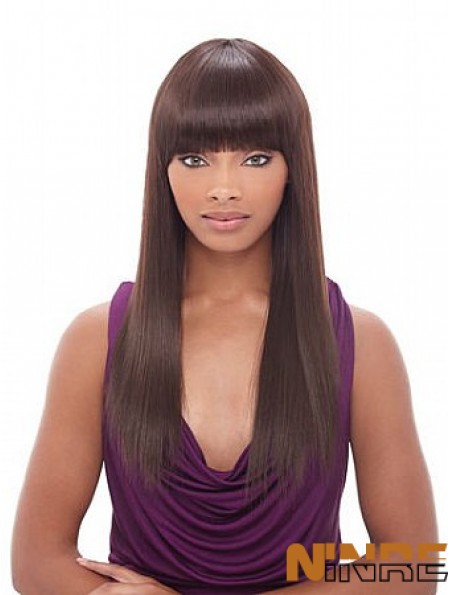 Longue Auburn Yaki avec frange perruques afro-américaines pratiques