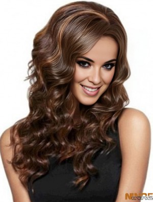 Wavy With Bangs Lace Front Best 26 pouces Auburn longues perruques