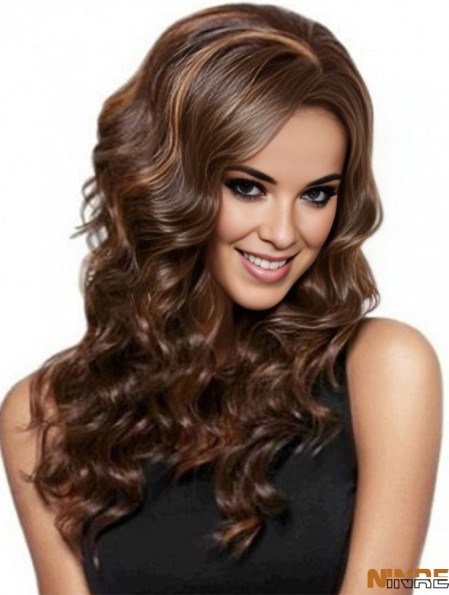Wavy With Bangs Lace Front Best 26 pouces Auburn longues perruques