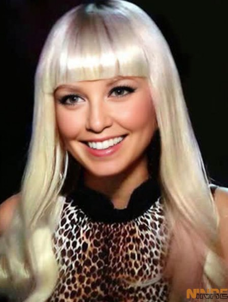 24 pouces blonde ondulée avec des franges longues perruques incroyables de Nicki Minaj