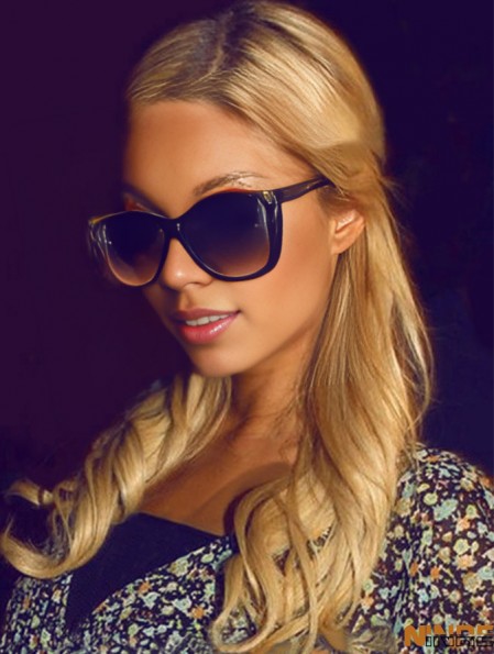 100% attaché à la main longue ondulée sans frange blonde magnifique Paris Hilton perruques