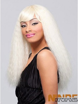 Blonde longue et droite avec frange perruques afro-américaines