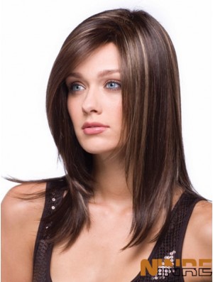 Perruques synthétiques femmes avec style droit sans capuchon longue couleur Auburn
