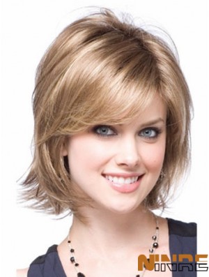 Synthétique avec longueur de menton sans capuchon Couleur blonde Coupe en couches