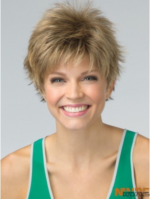 Perruque synthétique courte coupe Pixie couleur blonde Longueur recadrée Boycuts