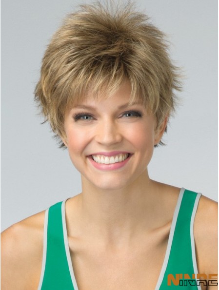 Perruque synthétique courte coupe Pixie couleur blonde Longueur recadrée Boycuts