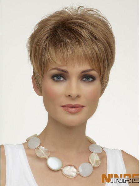 Perruques synthétiques naturelles Boycuts Longueur recadrée Perruques de couleur blonde