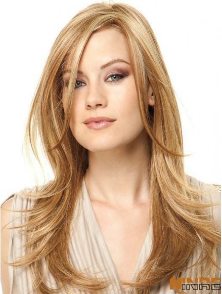 Monofilament Blonde 18 pouces longues couches synthétiques perruques