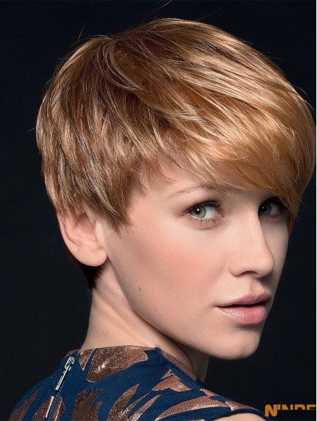 Blonde 4  inchBoycuts Crop Top perruques monofilament