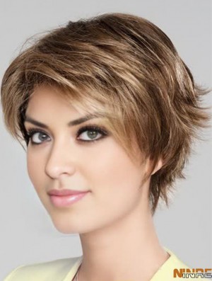Blonde 8  inchBoycuts Court Nouvelles Perruques Monofilament