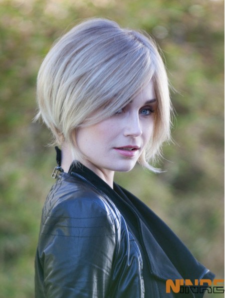 10  inchlongueur de menton Blonde perruques de mode droite Bob