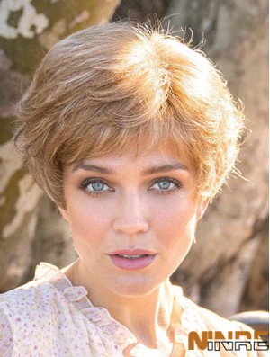 Blonde 8  inchBoycuts courtes perruques monofilament impertinentes