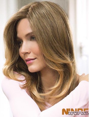 Blonde 16  inchsans frange longues belles perruques monofilament