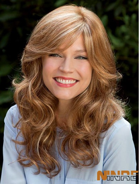 Blonde 16  inchavec frange longue perruque de monofilament de flexibilité