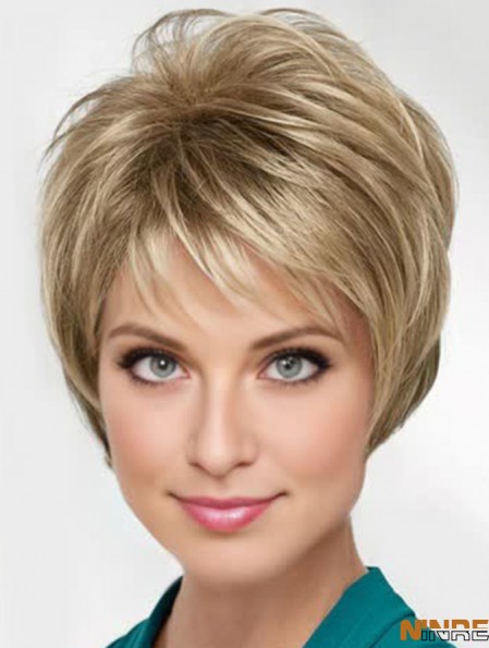 Blonde 8 pouces Boycuts fabuleux perruques synthétiques sans capuchon
