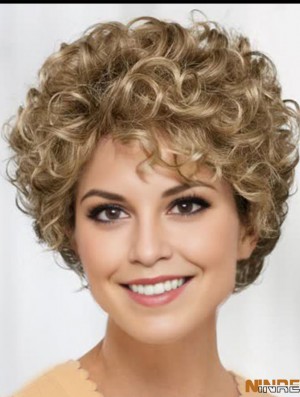 Perruques blondes bouclées courtes et souples de