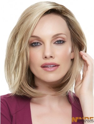 Longueur d'épaule droite Bobs Blonde Meilleures perruques 100% nouées à la main