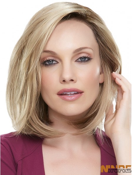 Longueur d'épaule droite Bobs Blonde Meilleures perruques 100% nouées à la main