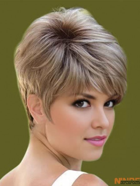 Monofilament 6 pouces ondulés Brown Boycuts perruques magasins