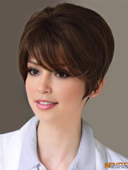 Style 6 pouces droite Brown Boycuts perruques courtes