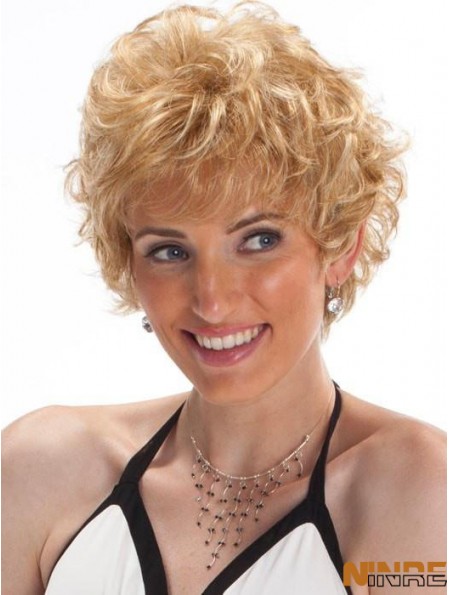 Capless Blonde 8 pouces recadrée Boycuts perruques synthétiques
