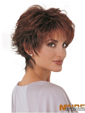 Perruques de mode synthétiques Coupe classique Longueur courte Couleur Auburn
