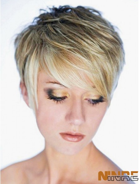 Meilleure perruque synthétique Boycuts Longueur recadrée Couleur blonde