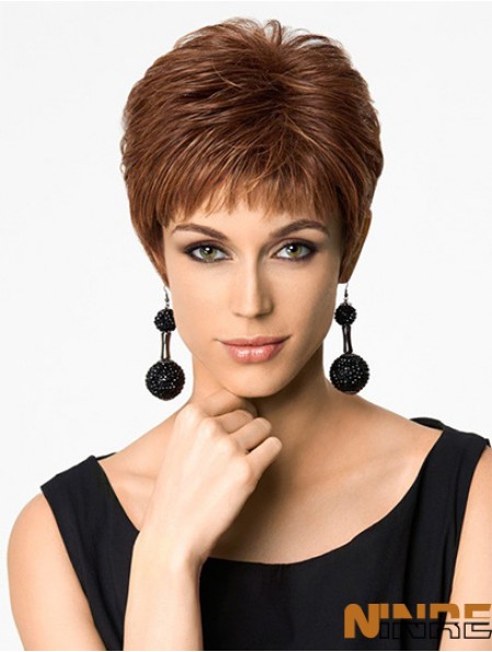 Coiffures 4 pouces droite Auburn Boycuts perruques courtes