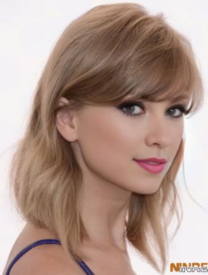  Style perruque UK Style droit couleur blonde avec une frange