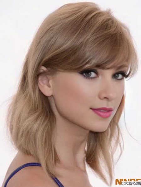  Style perruque UK Style droit couleur blonde avec une frange
