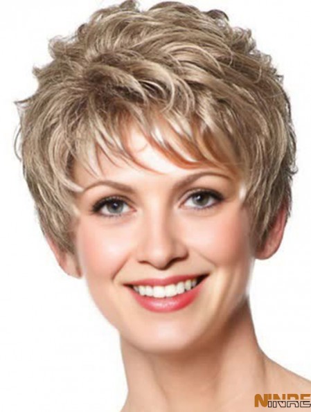 Perruques synthétiques avant de dentelle avec la longueur courte capless de style ondulé