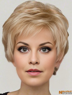 cheveux synthétiques Boycuts courte ondulé couleur blonde
