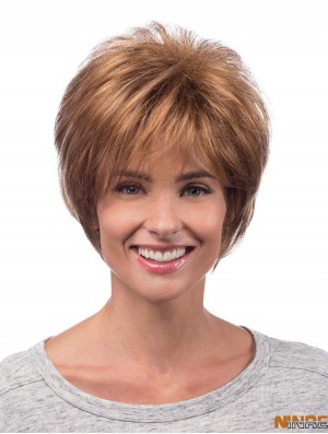 Perruques synthétiques de cheveux chauds Longueur de menton Style droit Couleur Auburn
