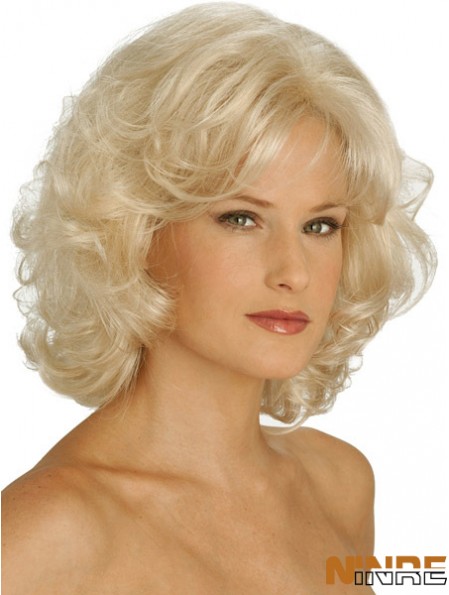 Perruques UK Synthétique Chin Longueur Blonde Couleur Bouclée Style