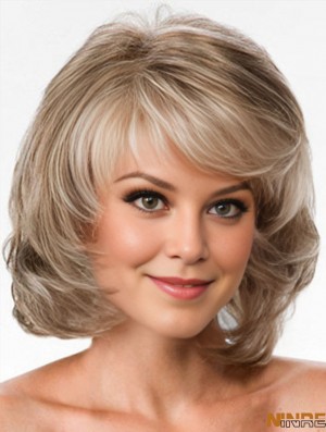 Perruque avant en dentelle blonde en couches ondulées
