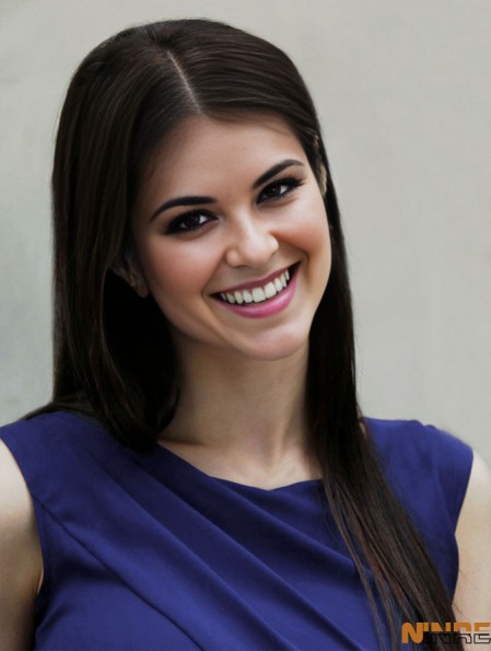 No-Fuss Brown Long Straight 20 pouces sans frange Perruques Alexandra Daddario