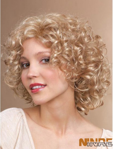 Perruques synthétiques élégantes blondes bouclées classiques