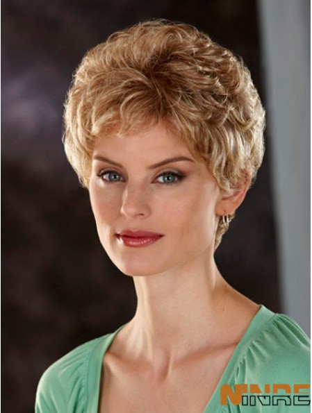 Perruques Blonde Avant Courtes Ondulées Classiques Blondes Confortables