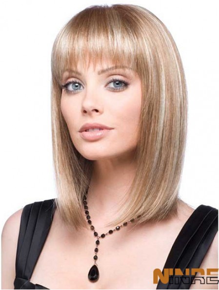 Perruque en dentelle avant synthétique avec une couleur blonde de style de cheveux raides