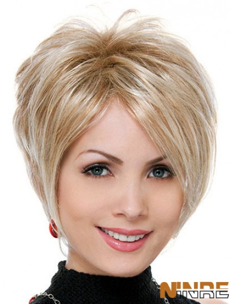 Vente en gros de cheveux synthétiques UK Blonde Boycuts Style droit