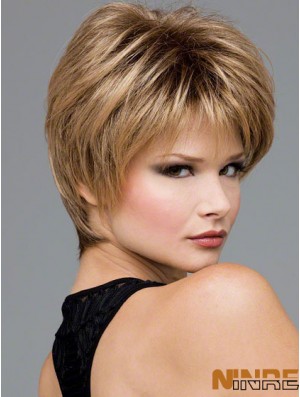 Perruques ondulées courtes synthétiques ondulées synthétiques blondes