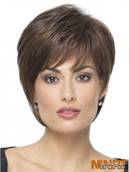 Court Boycuts Straight Brown Hairstyles Synthetic Wigs