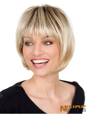 Longueur de menton Blonde en ligne 10 pouces perruques droites Bob