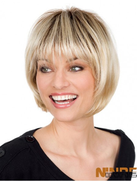 Longueur de menton Blonde en ligne 10 pouces perruques droites Bob