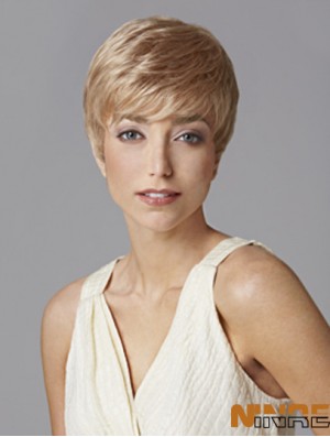 À la mode 5 pouces droite Blonde Boycuts perruques courtes